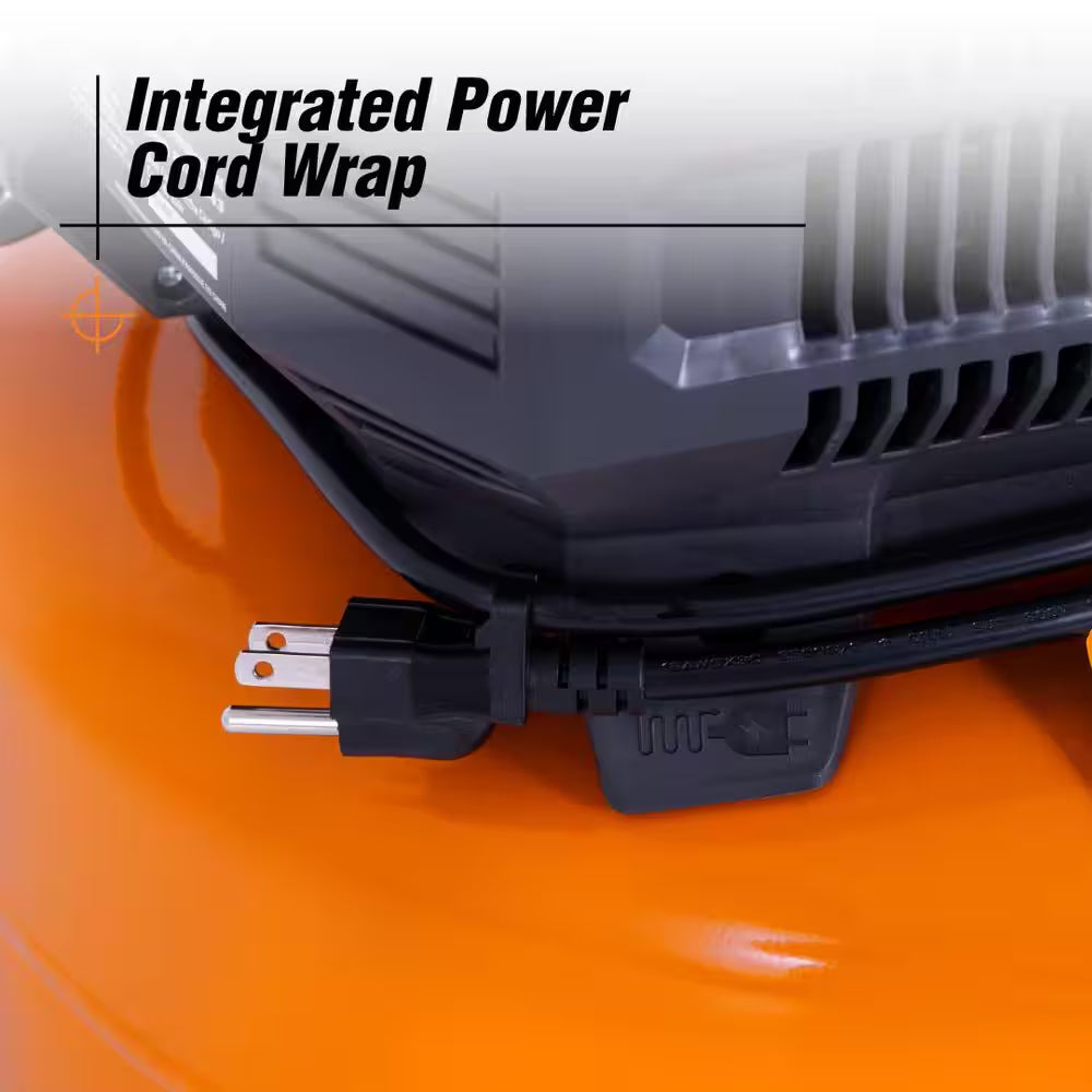 6 Gal. 150 PSI Portable Electric Oil-Free Jobsite Pancake Air Compressor with Dual Pressure Gauges and 2-Quick Couplers