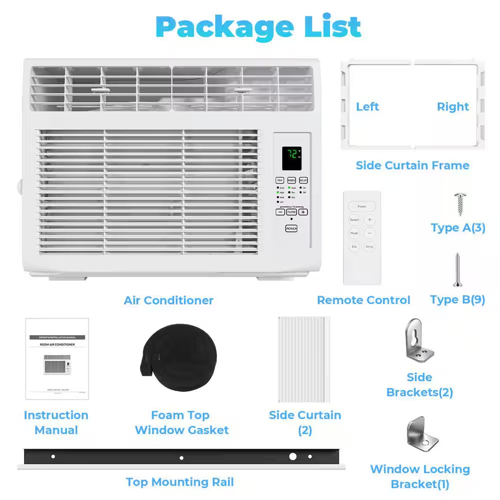 6,000 BTU (DOE) Window Air Conditioner 250 Sq. Ft. in White 115-Volt