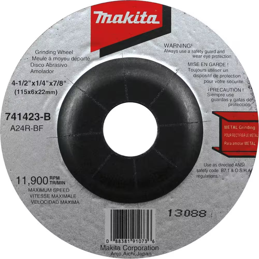 4-1/2 In. X 7/8 In. X 1/4 In. 24-Grit General Purpose Metal Grinding Wheel (25-Pack)