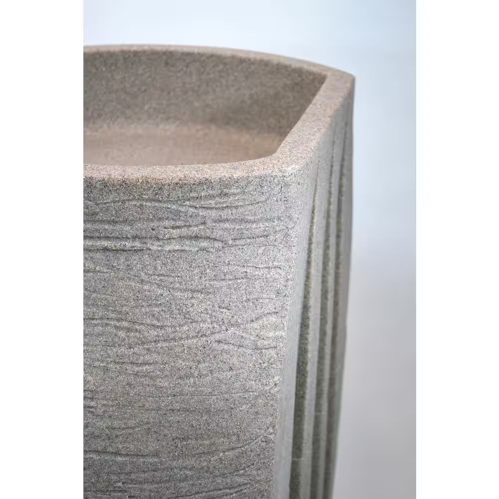 50 Gal. Sandstone Water Urn Flat-Back Rain Barrel with Integrated Planter and Diverter Kit