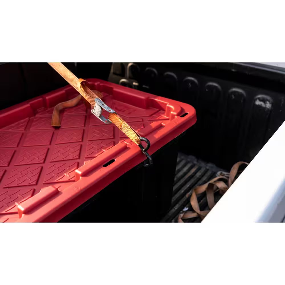 27 Gal. Tough Storage Tote in Black with Red Lid (4-Pack)