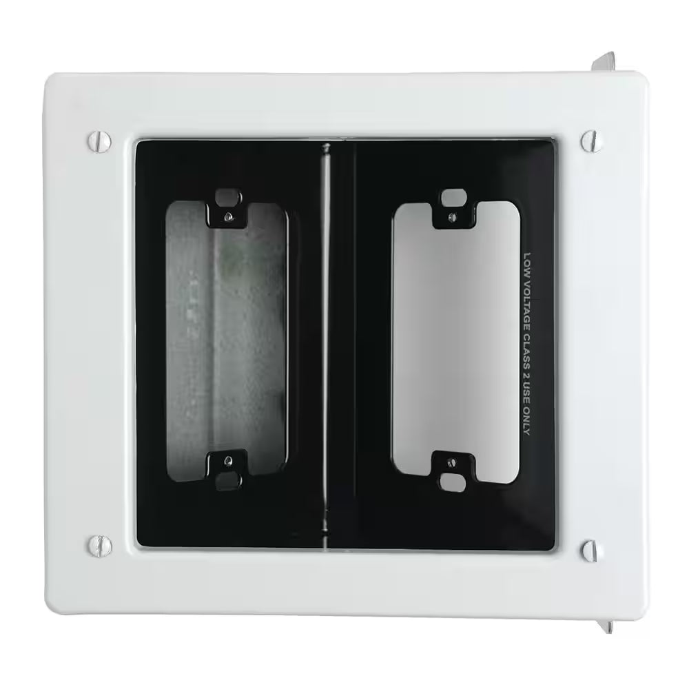 Pass & Seymour 2 Gang Recessed Steel Commercial TV Media Box , White