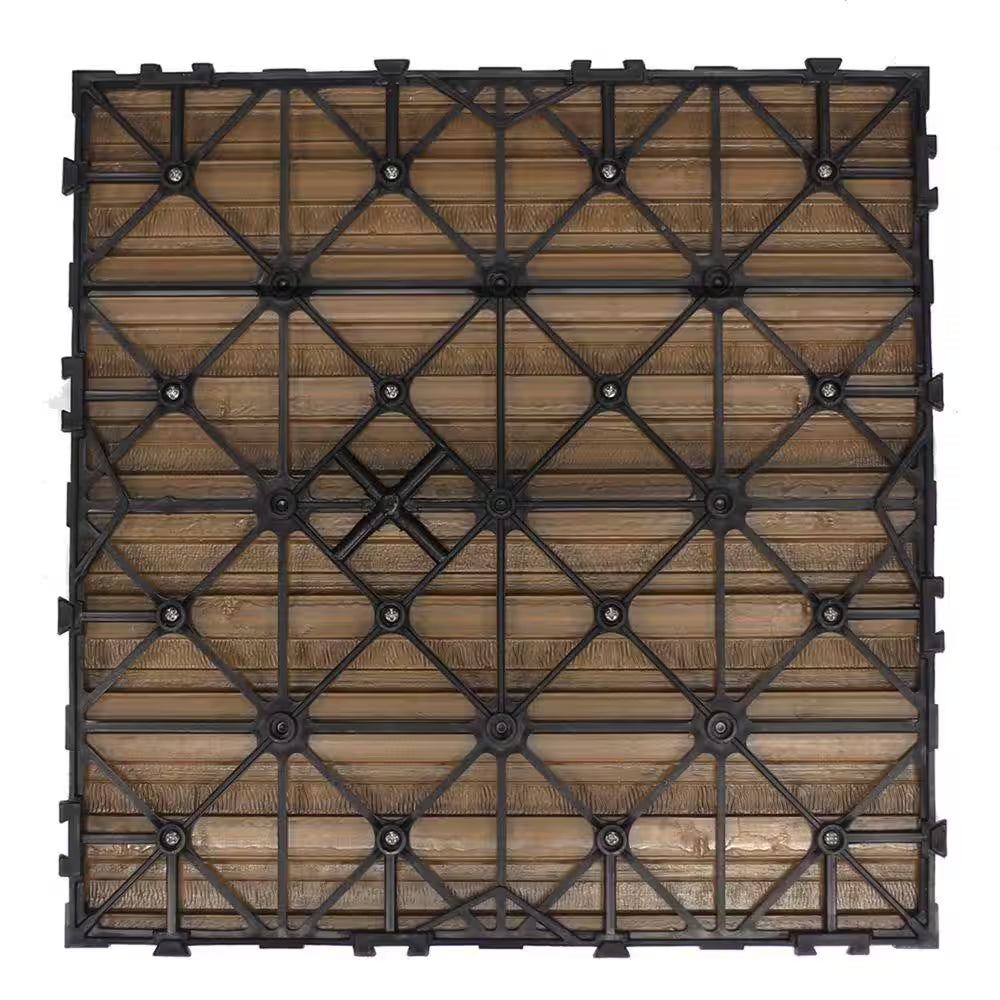 Ultrashield Naturale 1 Ft. X 1 Ft. Quick Deck Outdoor Composite Deck Tile in Peruvian Teak (10 Sq. Ft. per Box)