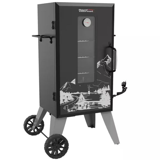28 In. Analog Electric Smoker with 3 Smoking Racks, Clear Viewing Window, Adjustable Temperature Control, Black