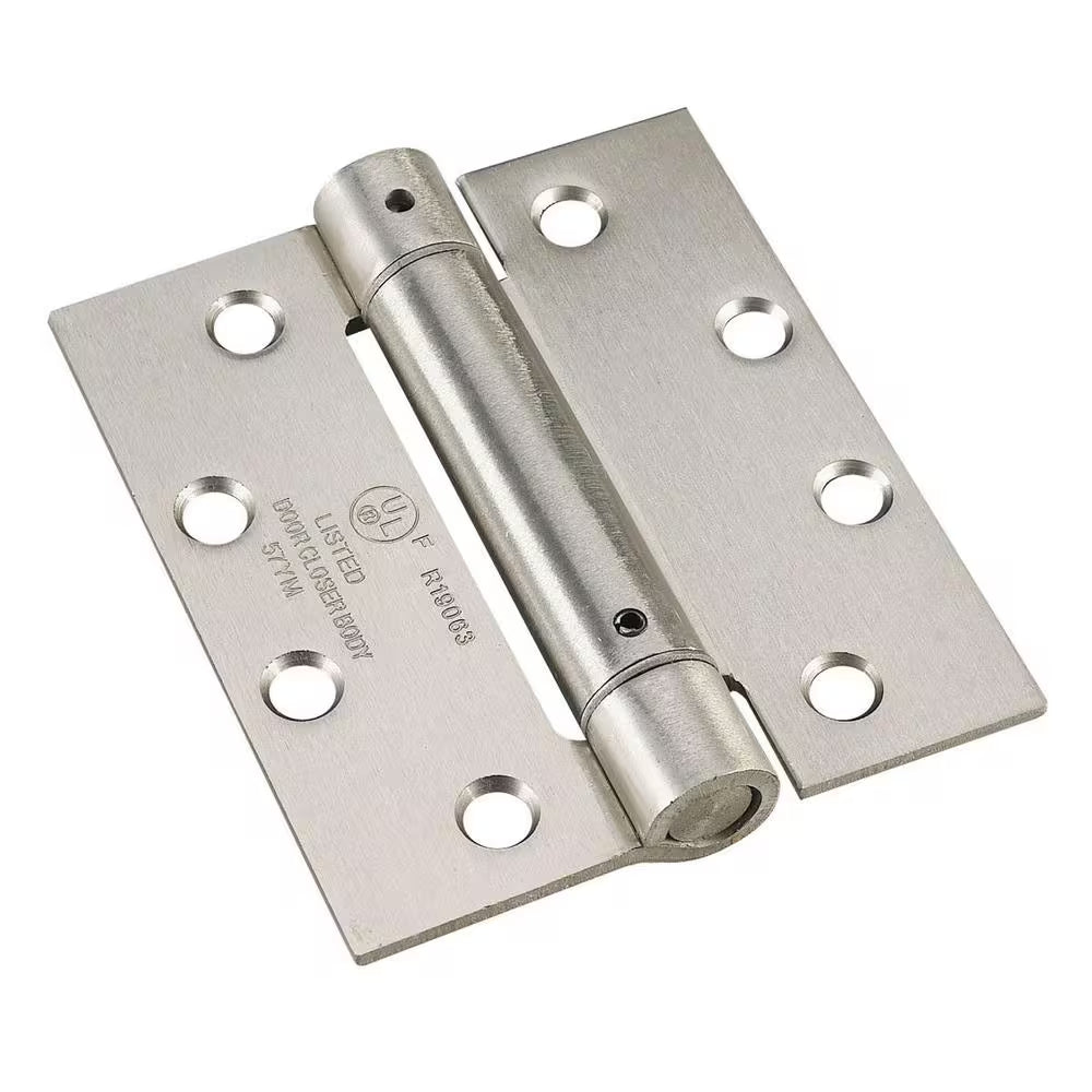 4 In. X 4-1/2 In. Brushed Nickel Self Closing Full Mortise Spring Hinge