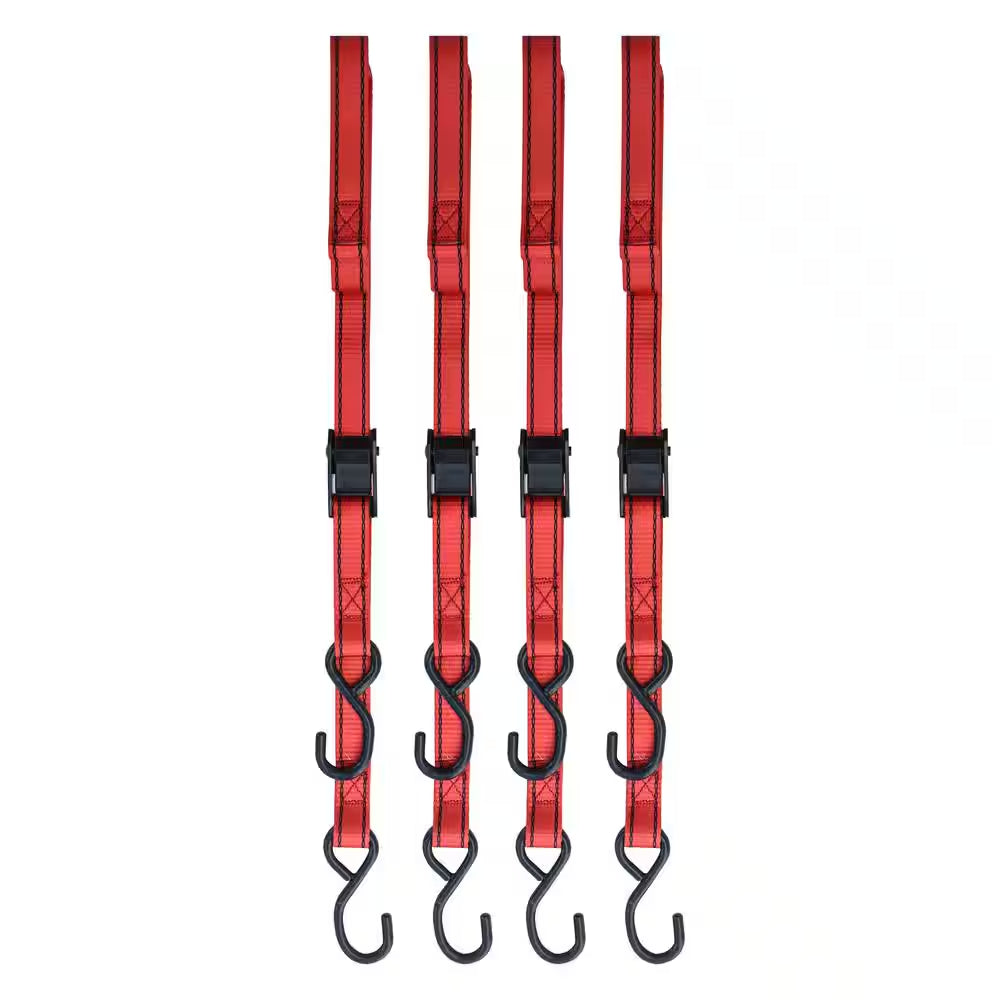 10 Ft. X 1 In. Cam Buckle Tie-Down Straps with S-Hook (4-Pack)