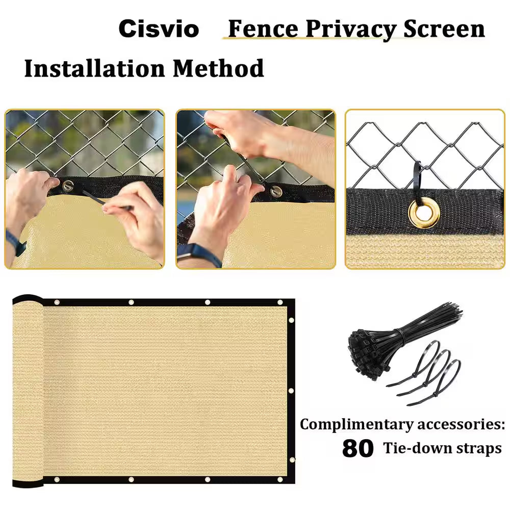 5 Ft. X 50 Ft. Privacy Screen Fence Heavy-Duty Protective Covering Mesh Fencing for Patio Lawn Garden Balcony Sand