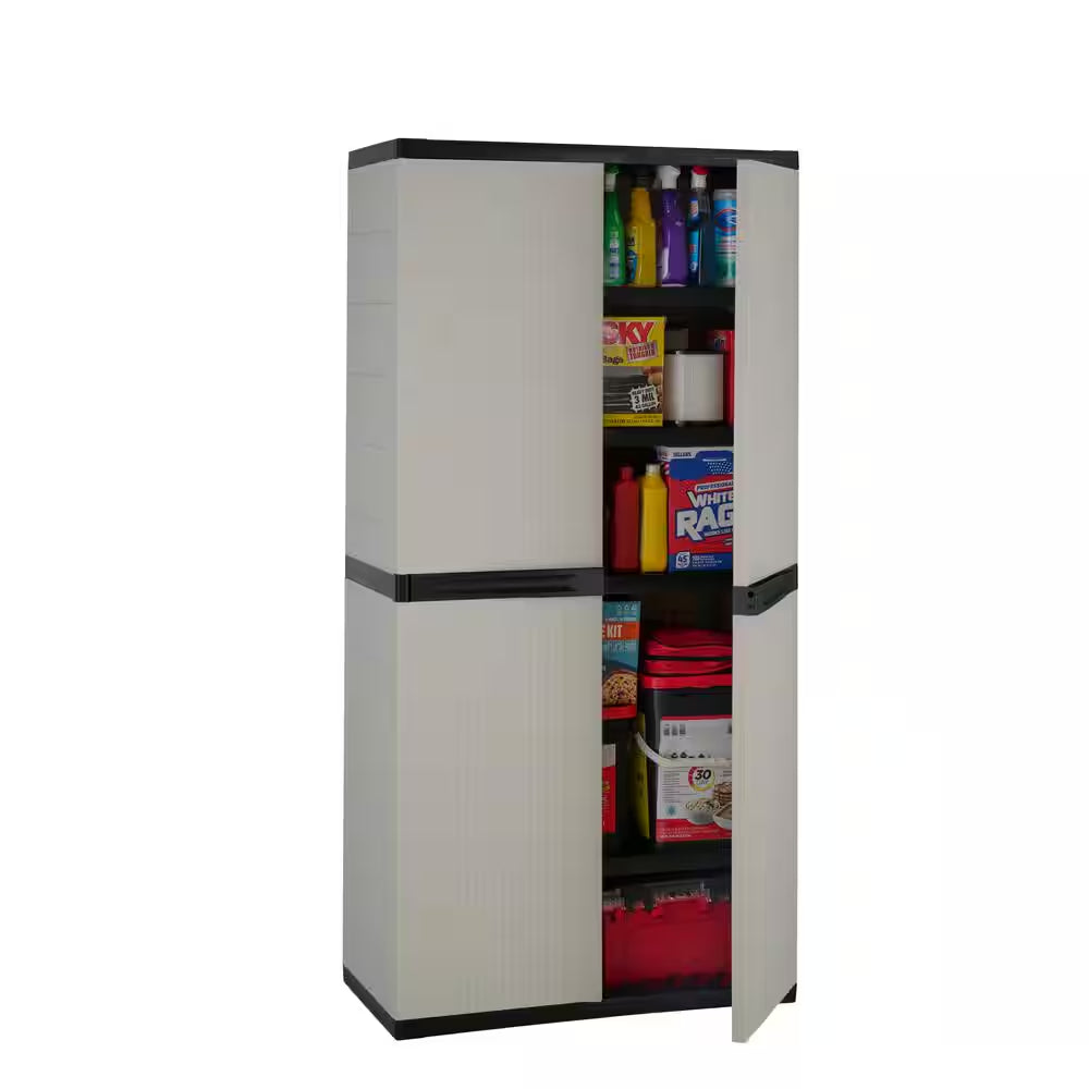 Premium One 35 In. W X 71.7 In. X 18.5 In. D 4-Shelf Resin Freestanding Cabinet in Grey