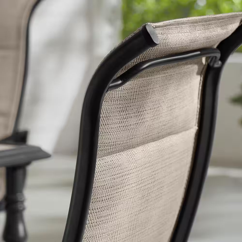 Glenridge Falls 7-Piece Metal Padded Sling Rectangular Outdoor Dining Set in Putty Beige