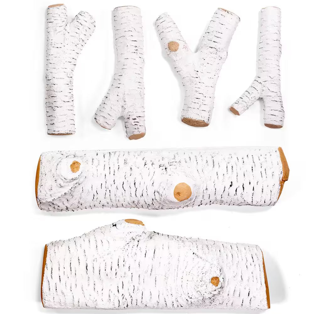 11.75 In. W Vented Decorative Ceramic Wood Gas Fireplace Logs Set for Indoor/Outdoor Fireplaces and Fire Pits (Set of 6)