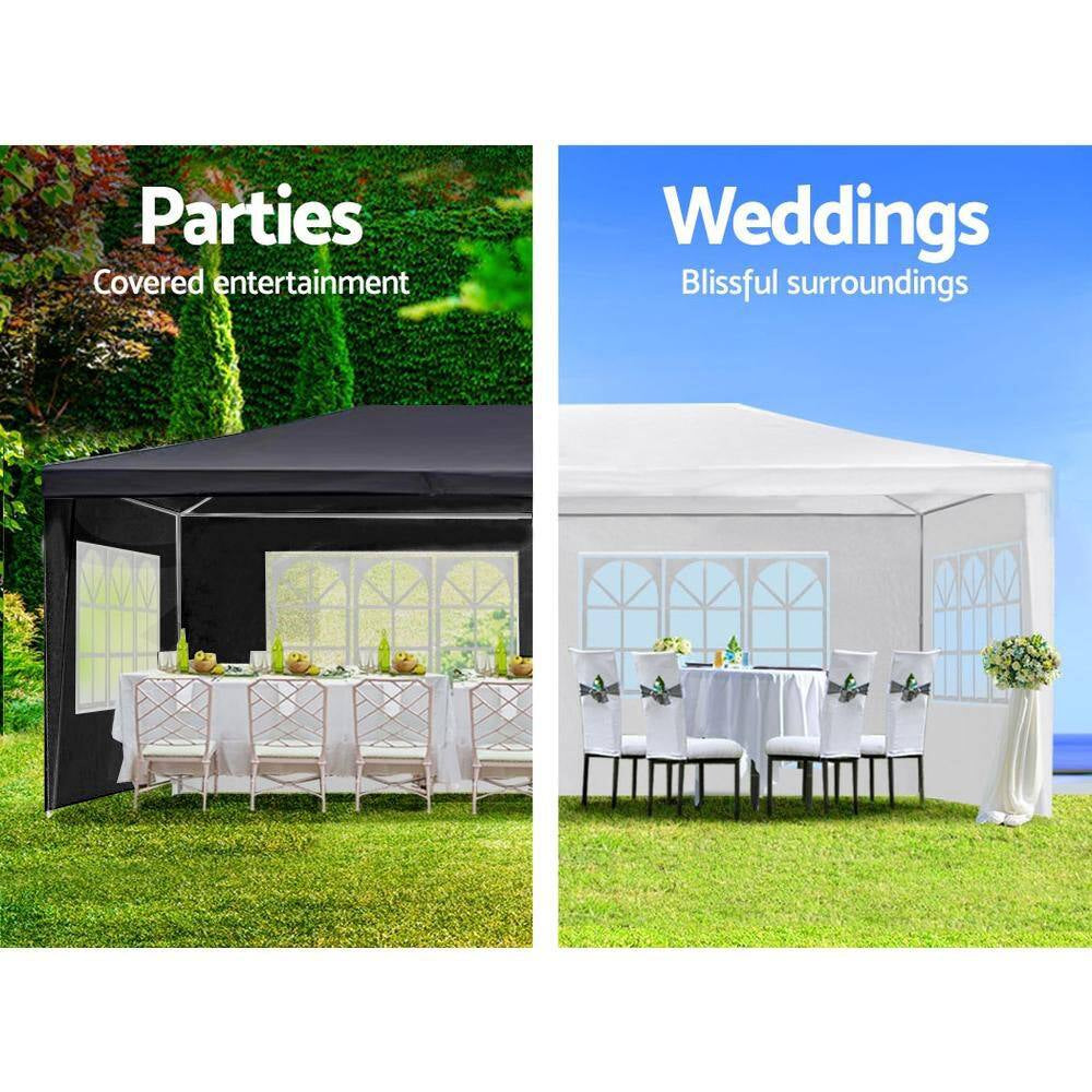 10 Ft. X 20 Ft. Black Outdoor Canopy with 6 Removable Sidewalls and Windows for Party