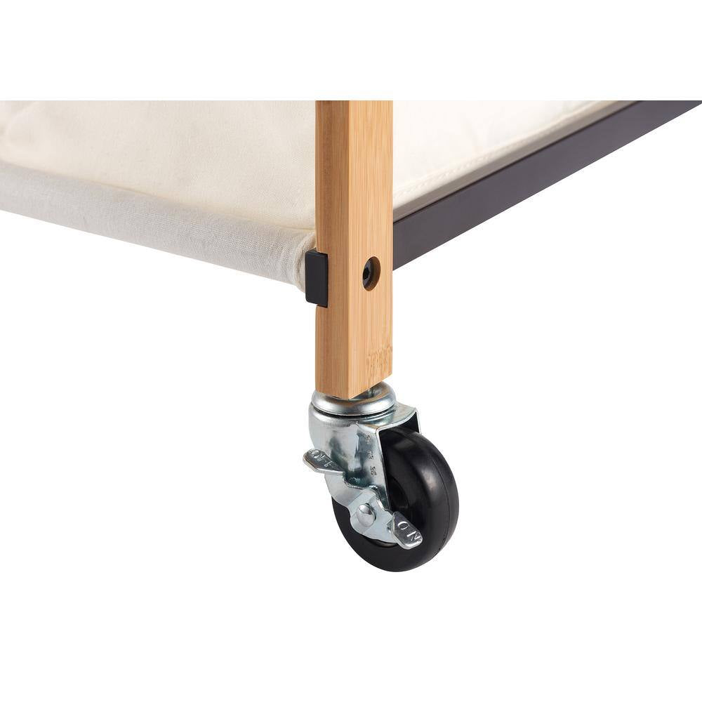 Basics Bronze 2-Bag Bamboo Laundry Cart with Wheels