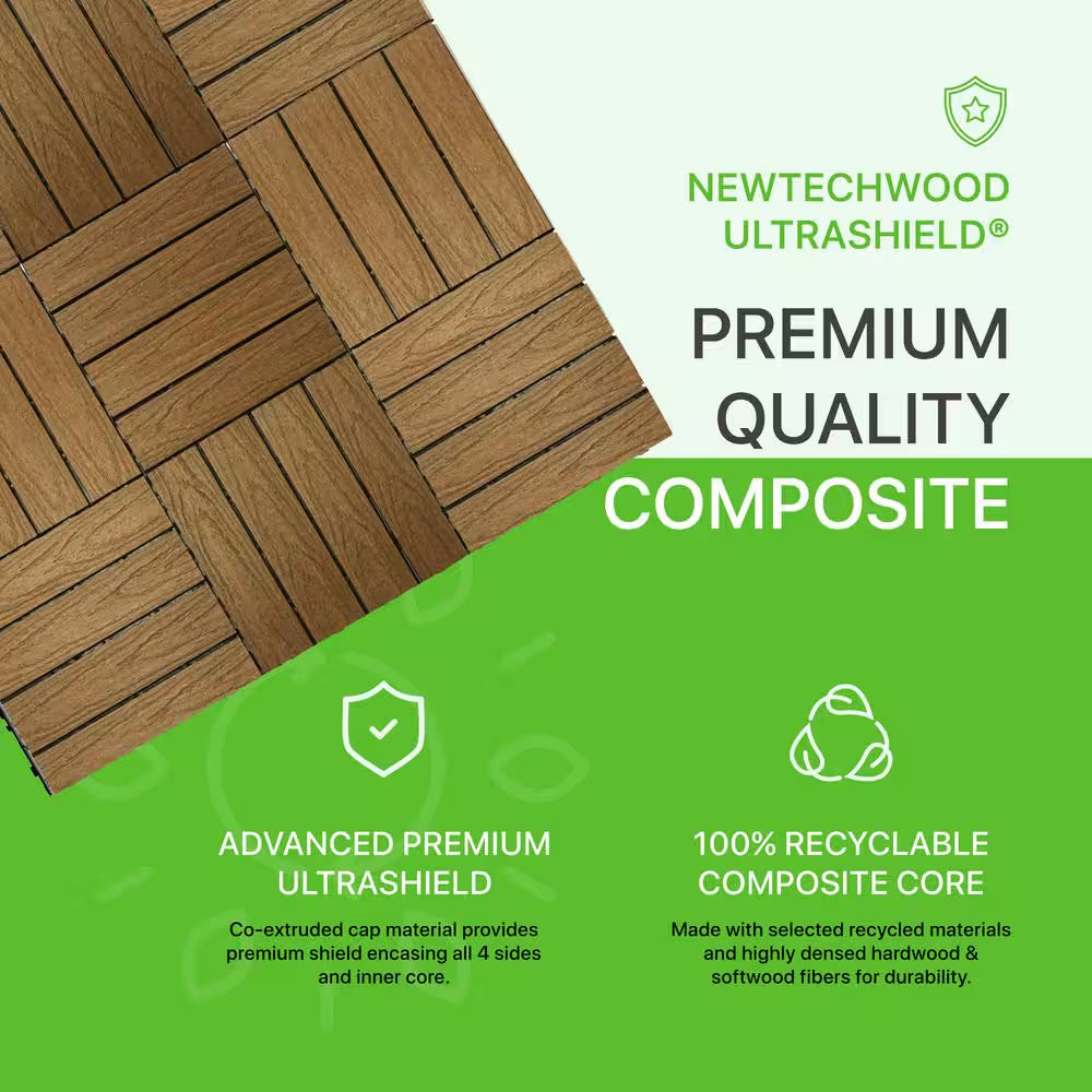 Ultrashield Naturale 1 Ft. X 1 Ft. Quick Deck Outdoor Composite Deck Tile in Peruvian Teak (10 Sq. Ft. per Box)