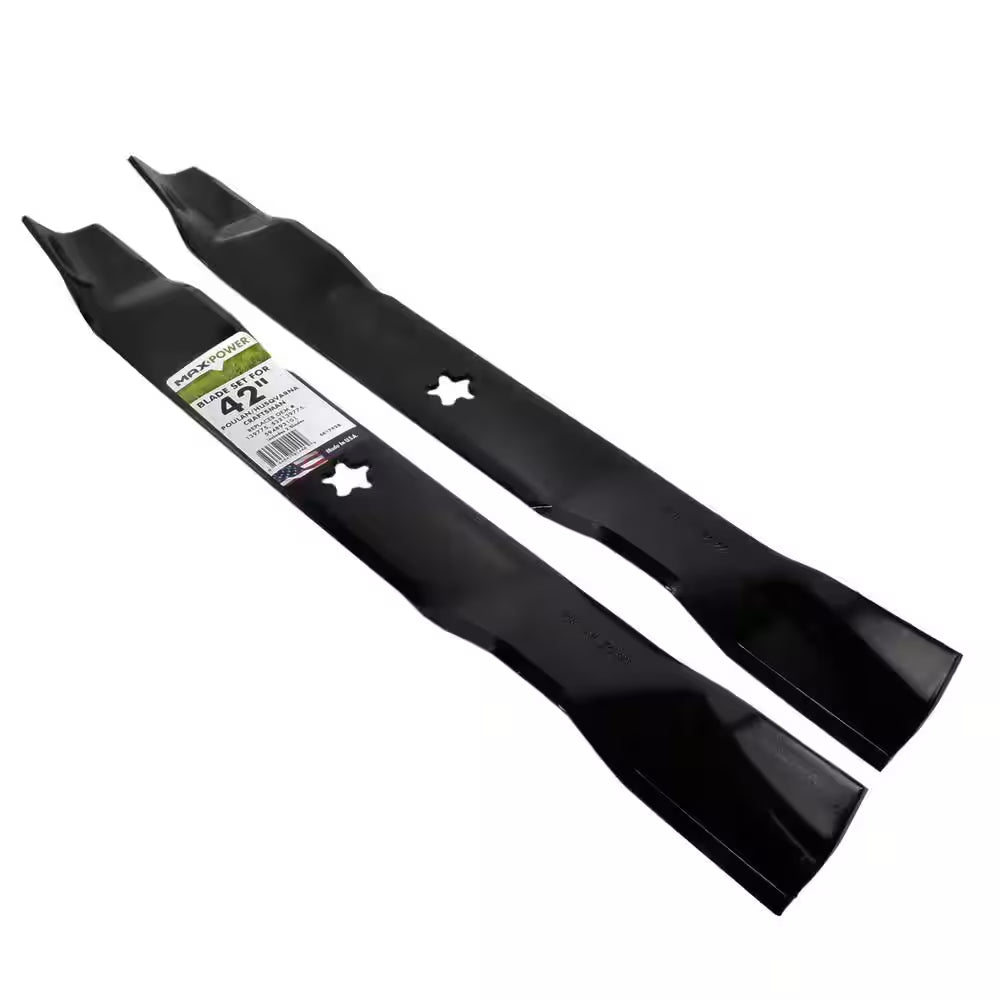 2 Blade Set for Many 42 In. Craftsman, Husqvarna, Poulan Mowers Replaces OEM #'S 139775 and 532139775