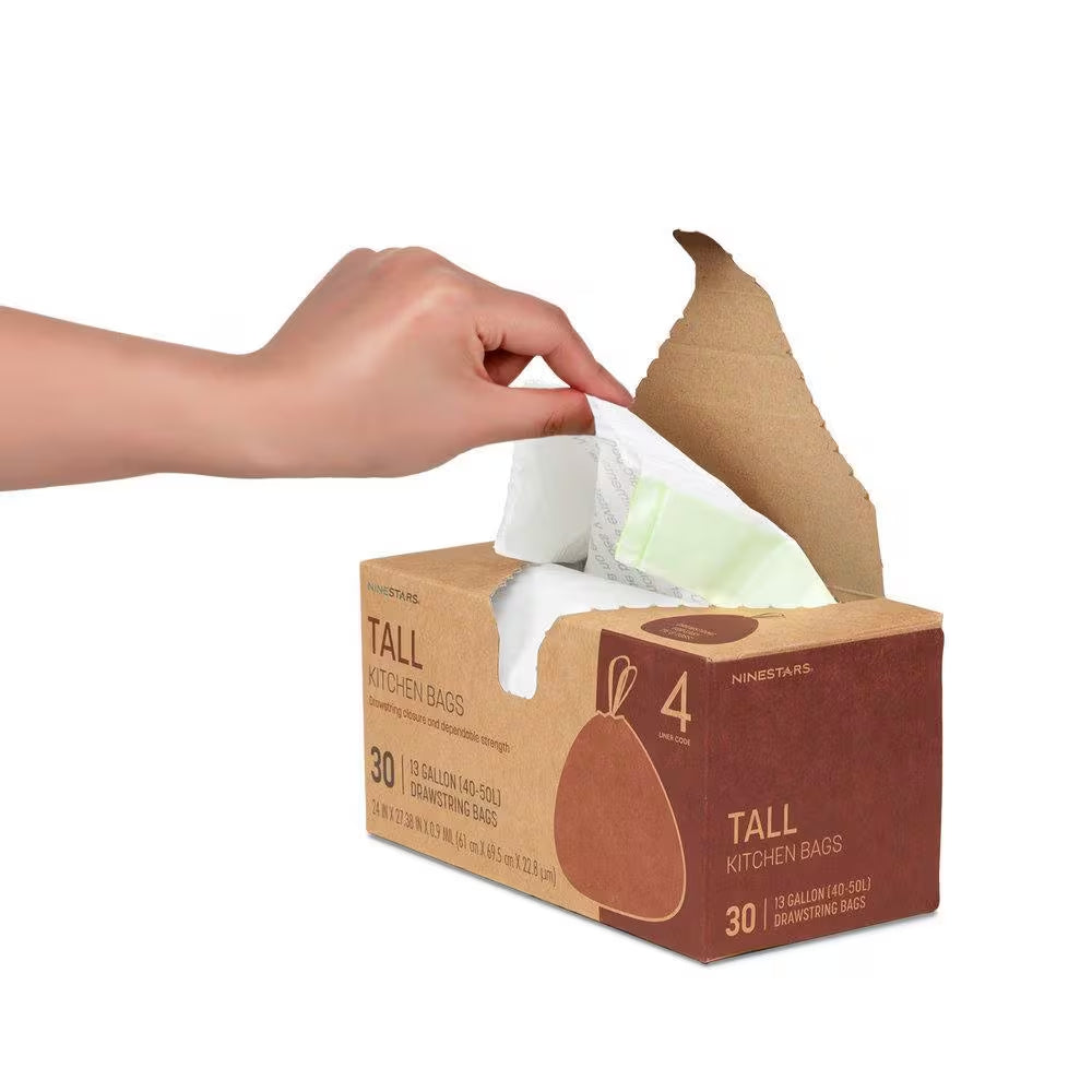 8 Gal. to 10 Gal. Tall Kitchen Drawstring Closure Trash Bags (30-Count)