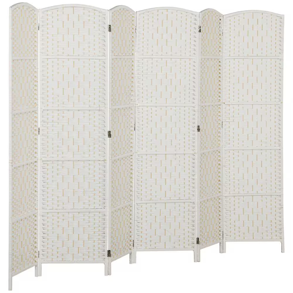 70.9 In. Room Divider, 6 Panels Folding Privacy Screen, Portable Wicker Weave Partition Wall Divider for Bedroom