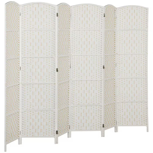 70.9 In. Room Divider, 6 Panels Folding Privacy Screen, Portable Wicker Weave Partition Wall Divider for Bedroom