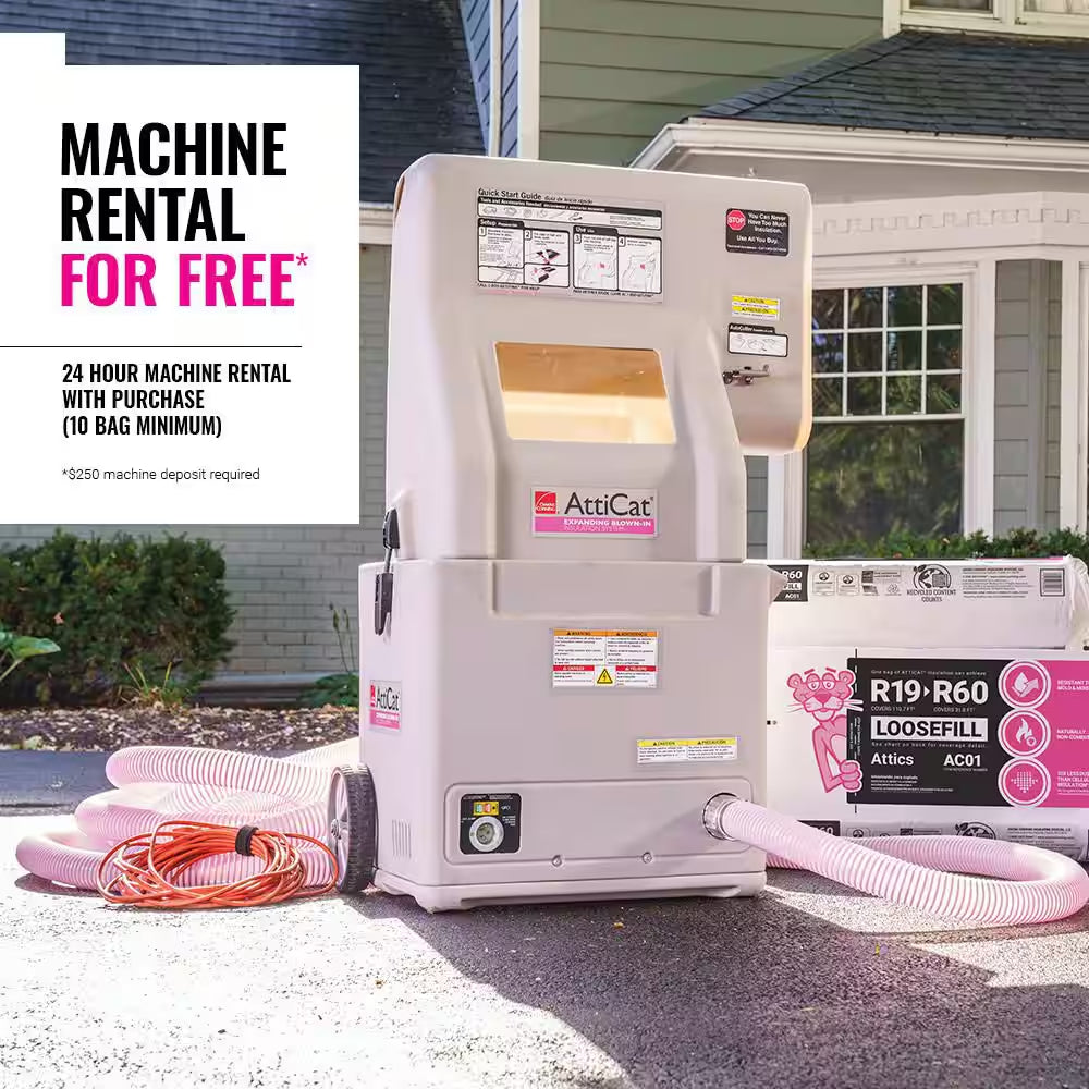 R-19 - R-60 Atticat PINK Fiberglass Blown-In Insulation 27.5 Lb (1 Bag)