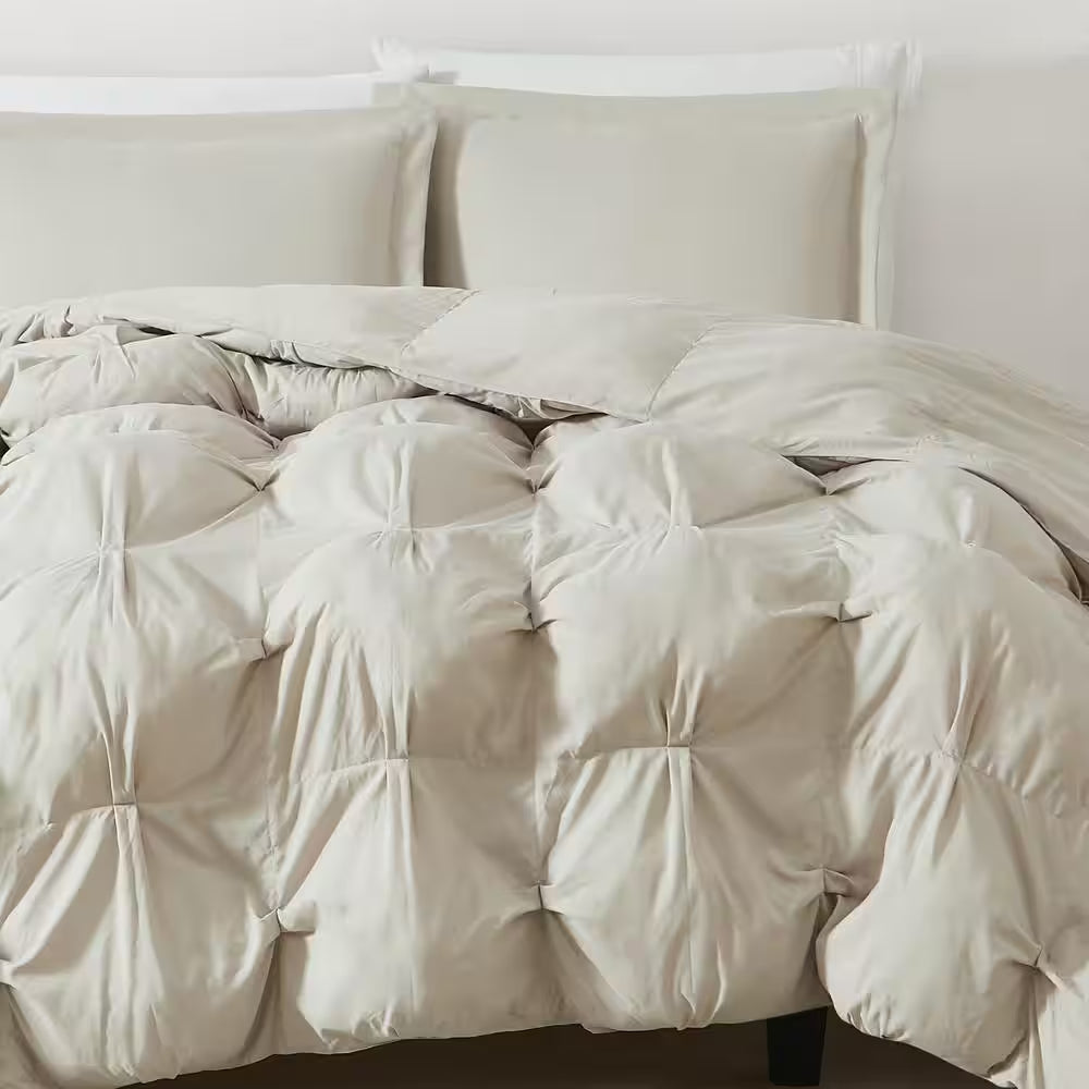 Cloud Puffer Beige Microfiber 3-Piece King Comforter Set