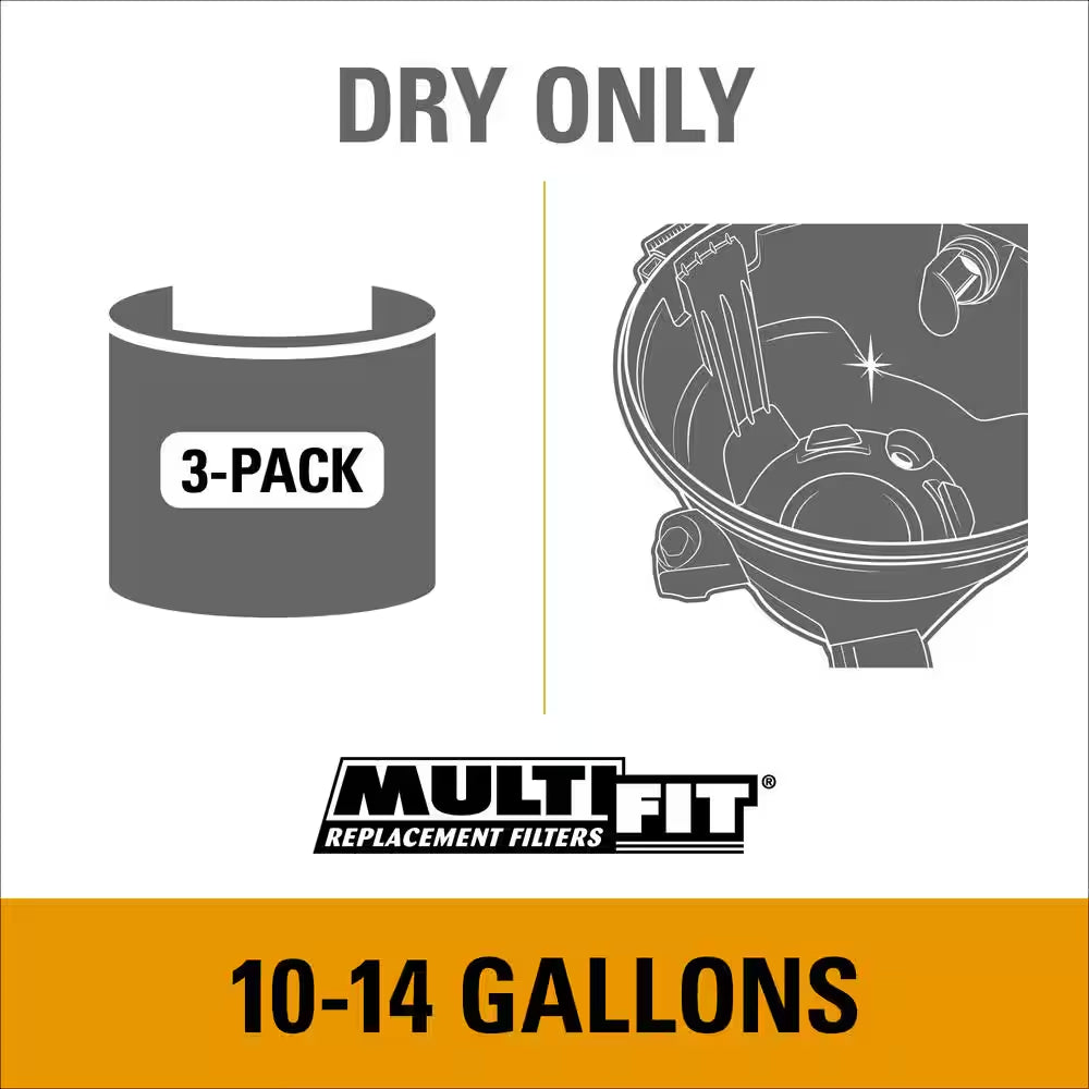General Debris VF2005 Wet Dry Vac Dry Pick-Up Only Dust Collection Bags for 10-14 Gal. Shop-Vac Brand Shop Vacuums (3Pk)