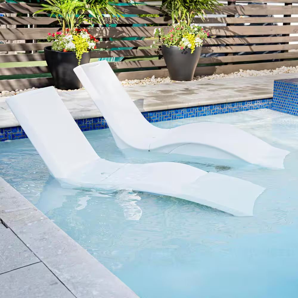 Vero In-Pool and Patio Outdoor Lounger Chair Resin White