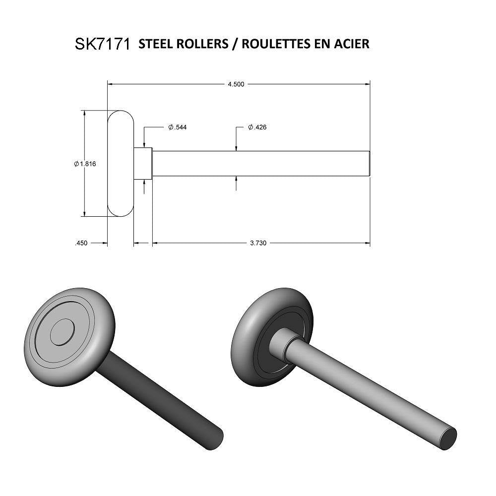 Garage Door Rollers-2 In. Steel Wheels with 10 Ball Bearings and 4 In. Stem (10-Pack)