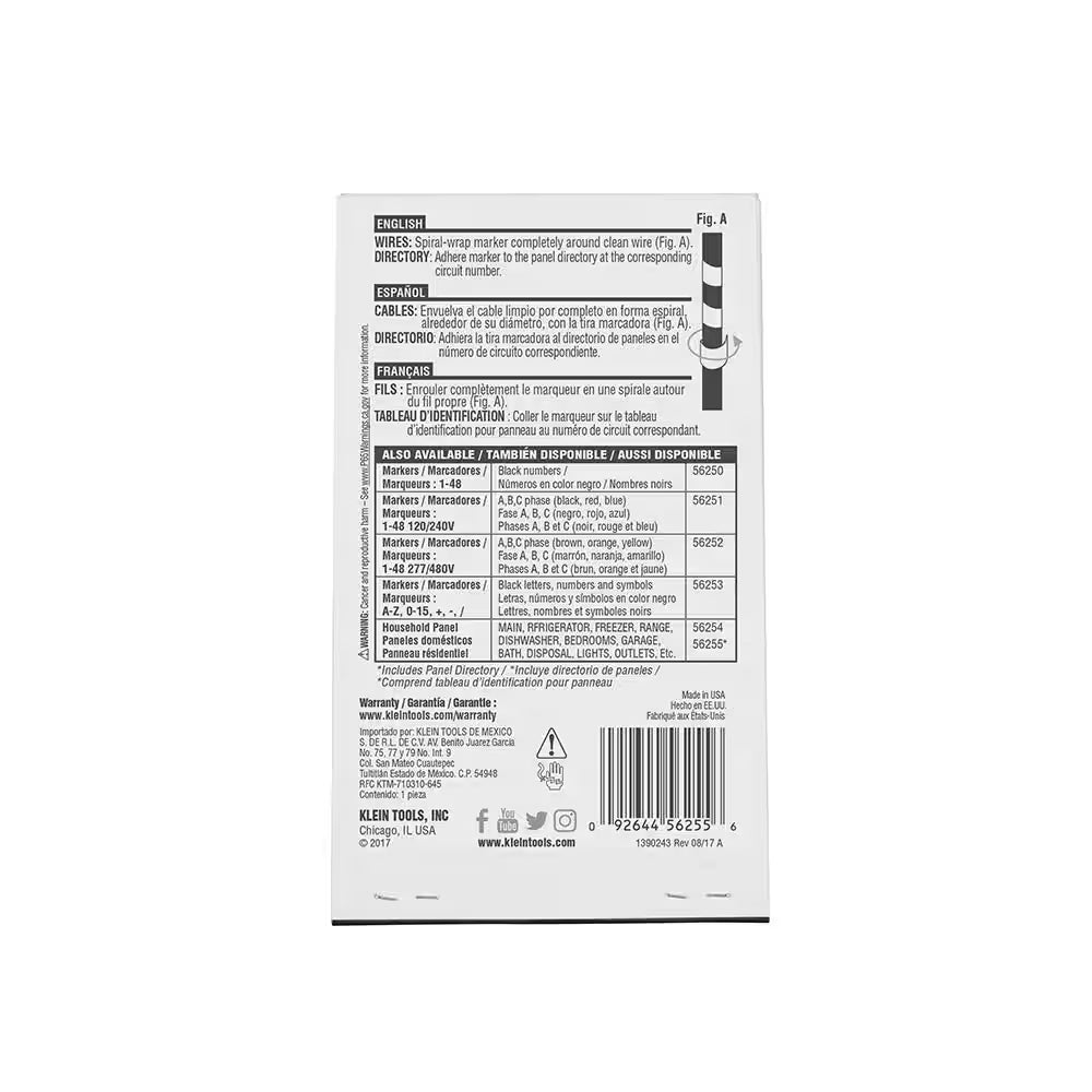 Wire Markers-Household Electric Panel W/Directory