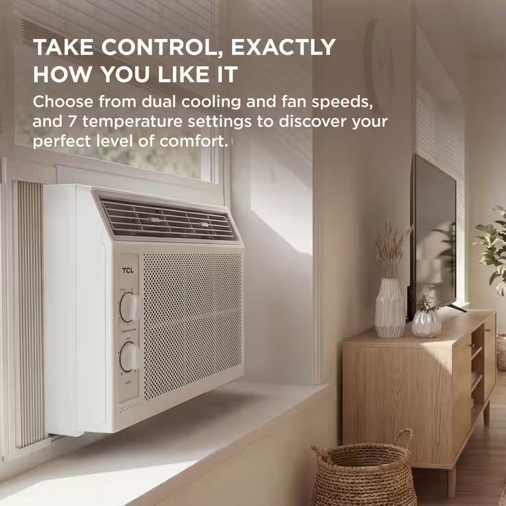 5,000 BTU (DOE) Mechanical Window Air Conditioner Cools 150 Sq. Ft. in White