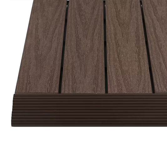 1/6 Ft. X 1 Ft. Quick Deck Composite Deck Tile Straight Fascia in Spanish Walnut (4-Pieces/Box)