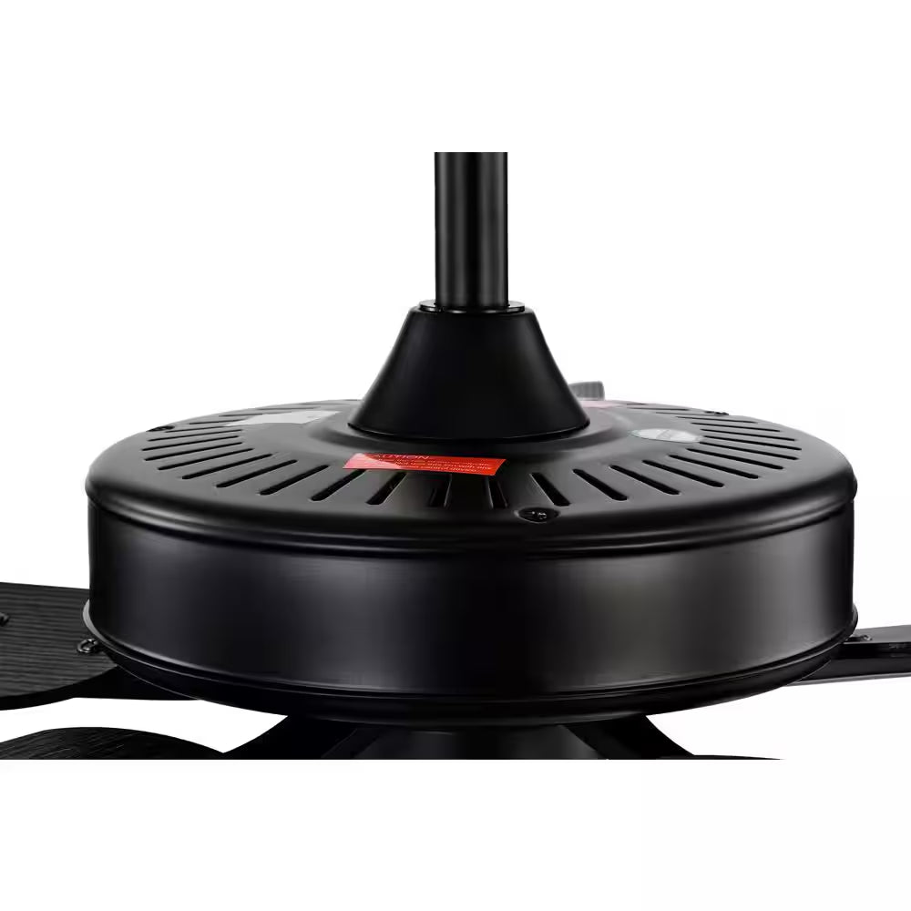 52 In. Matte Black 5-Blade Integrated LED 6-Speed Indoor Ceiling Fan with Light Kit and Remote Control