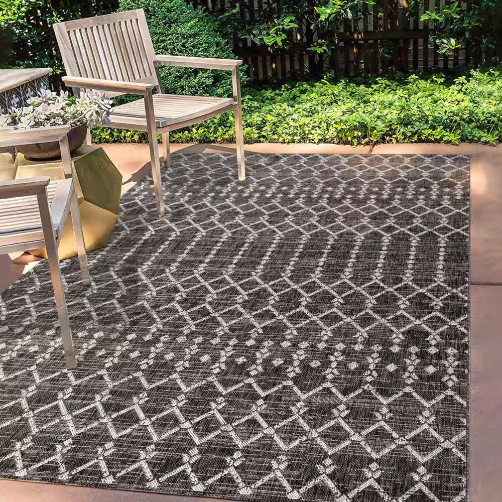 Ourika Black/Gray 8 Ft. X 10 Ft. Moroccan Indoor/Outdoor Area Rug