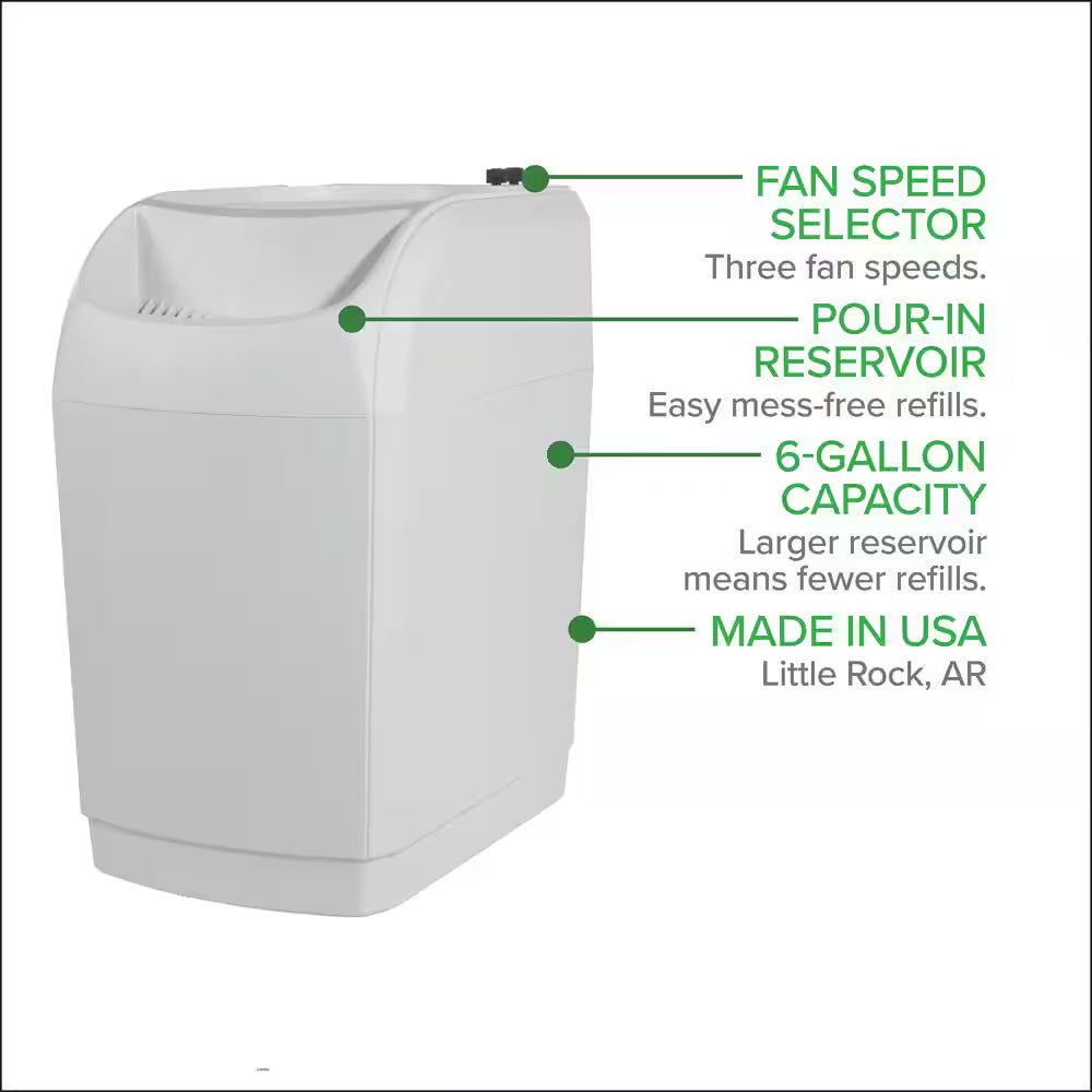 SPACE SAVER 6-Gal. Cool Mist Evaporative Whole House Humidifier for 2,300 Sq. Ft., White