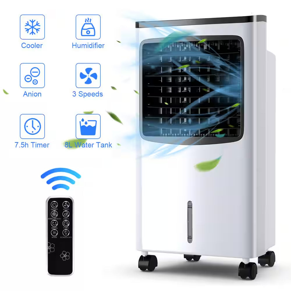 Portable Air Conditioner Evaporative Cooler Fan with 3-Modes and Speeds Home Office
