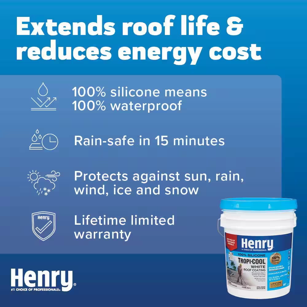 887 Tropi-Cool White 100% Silicone Reflective Roof Coating 4.75 Gal.