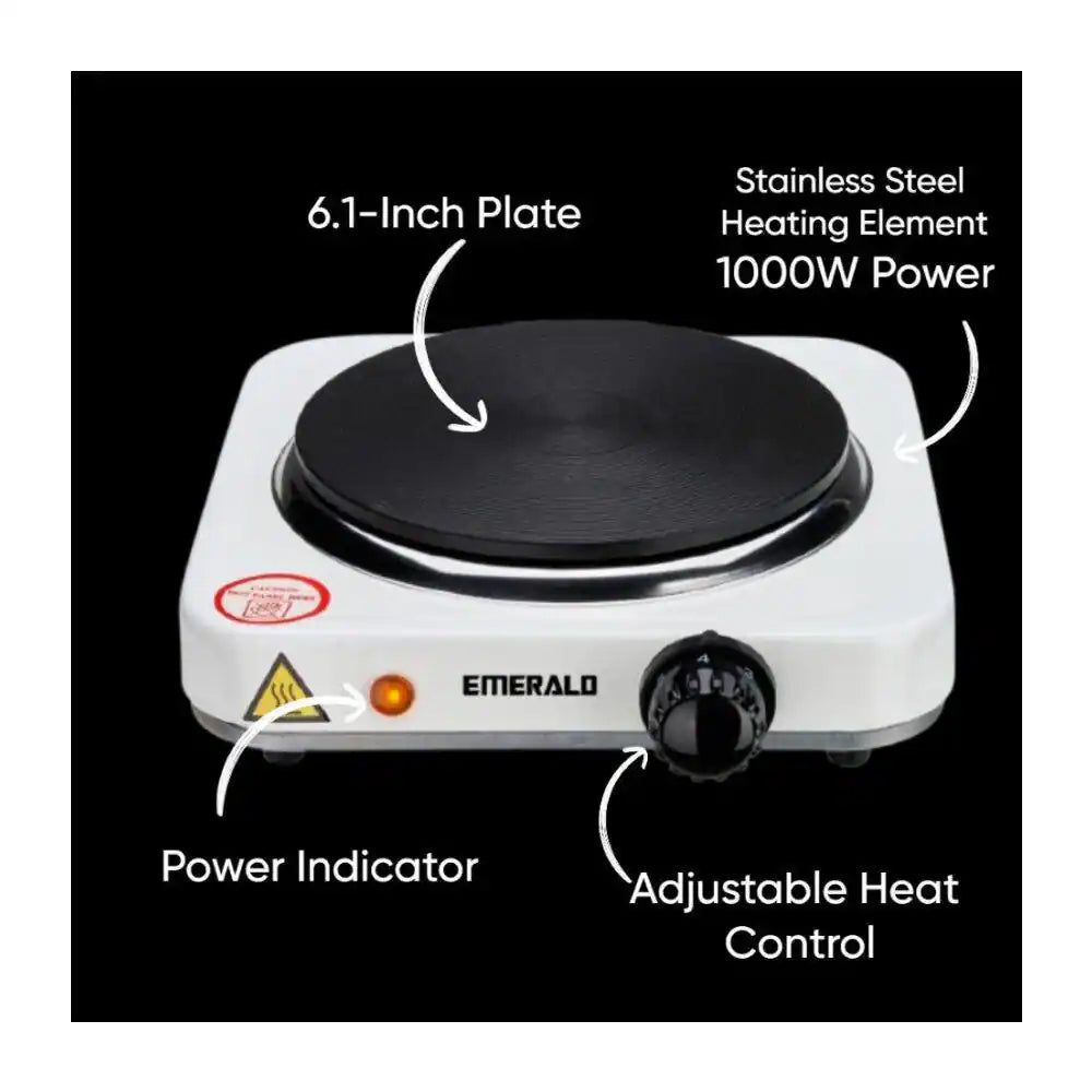 1000W Single Burner 6.1 In. White Electric Hot Plate Stove