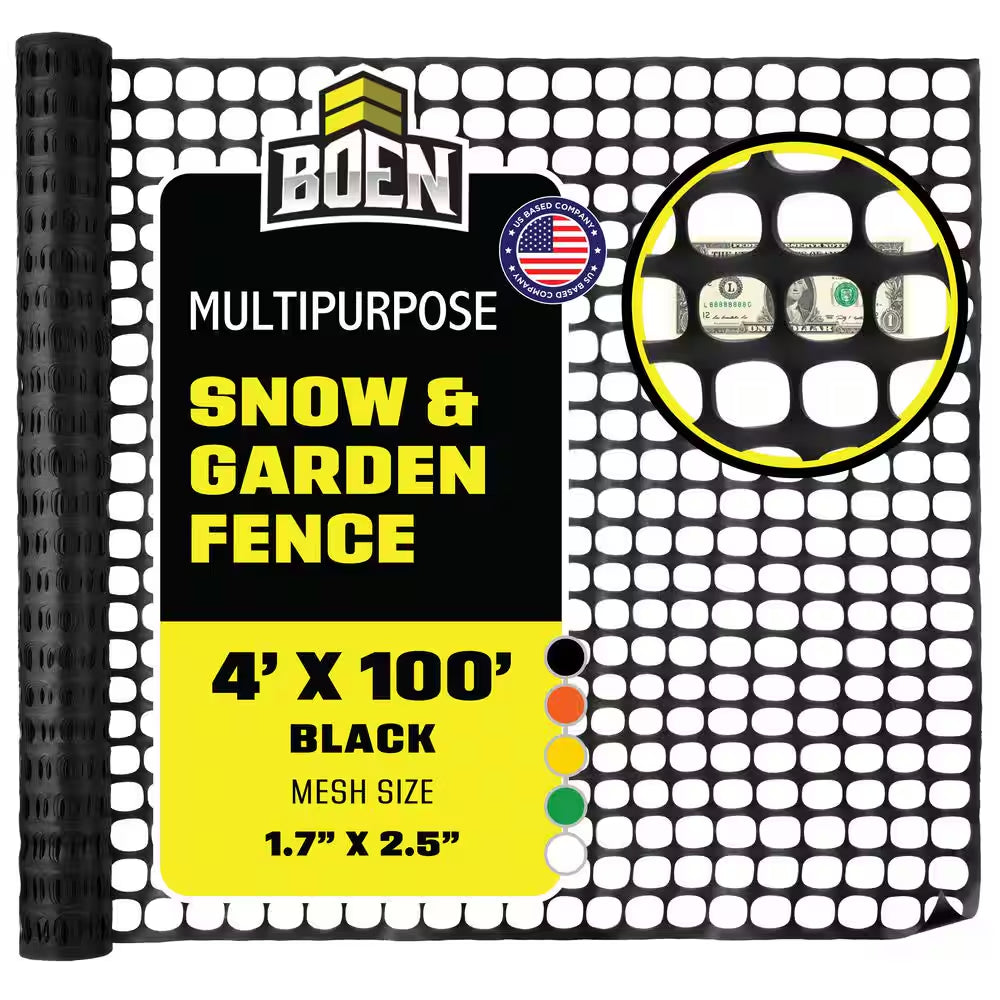 4 Ft. X 100 Ft. Black Construction Snow/Safety Barrier Fence
