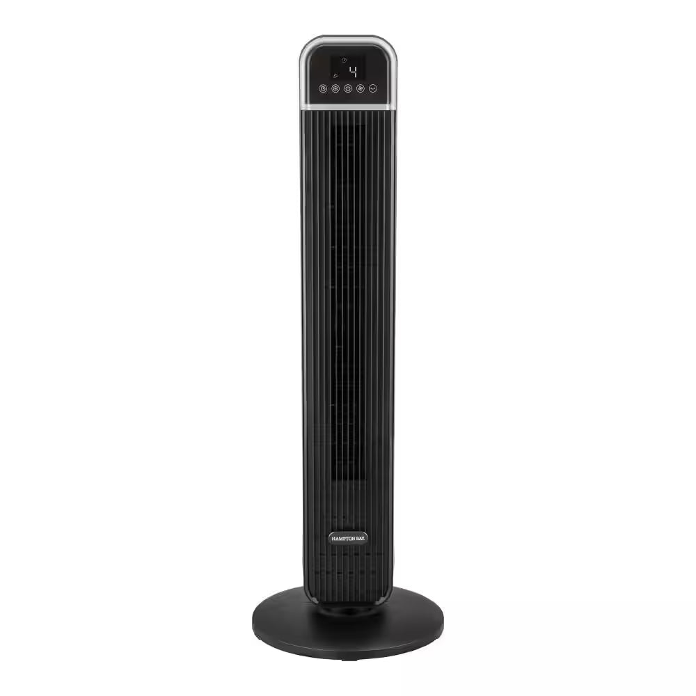 36 In. 4-Speed Oscillating Tower Fan in Black with Remote Control and Easy Carry Handle
