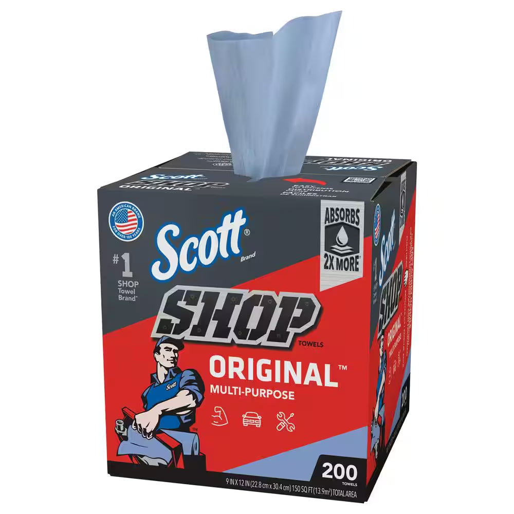 Blue Pop-Up Box Shop Towels (200/Box)