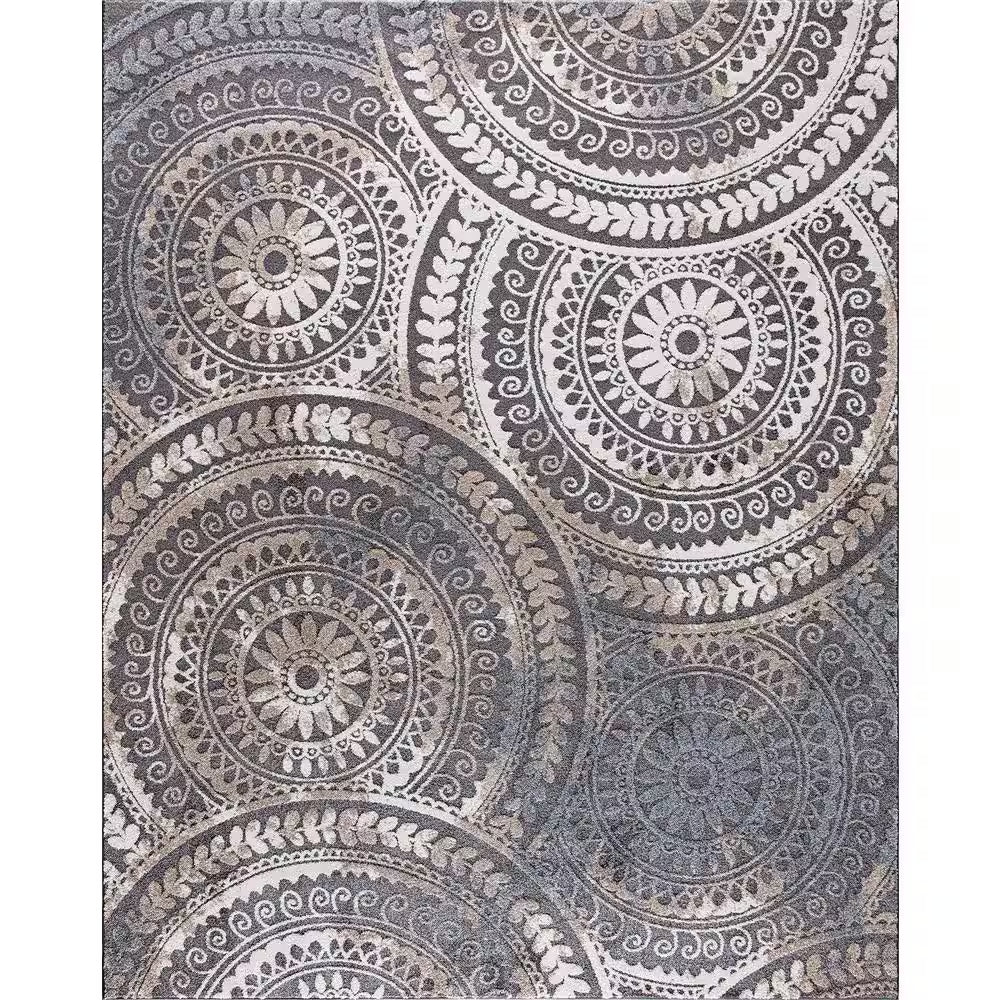 Spiral Medallion 7 Ft. X 9 Ft. Gray Geometric Area Rug