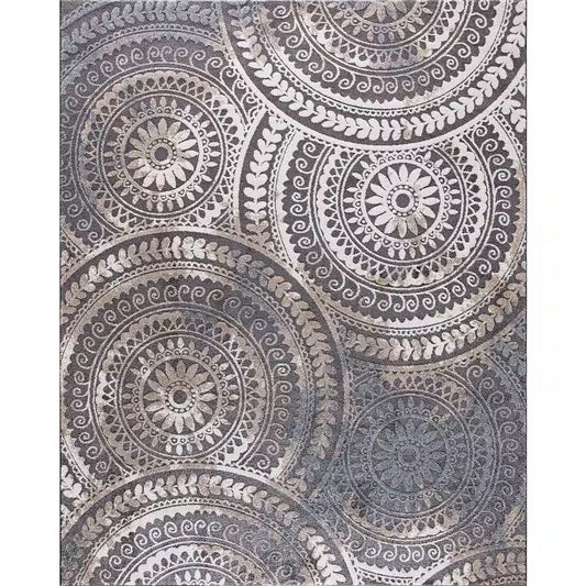 Spiral Medallion 7 Ft. X 9 Ft. Gray Geometric Area Rug
