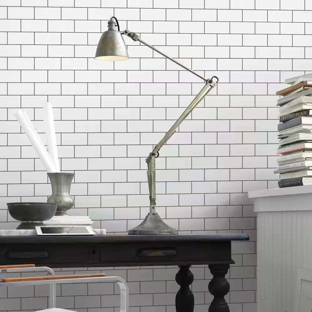 12 In. X 12 In. Peel and Stick Vinyl Subway Backsplash Tile in White (10-Pack)