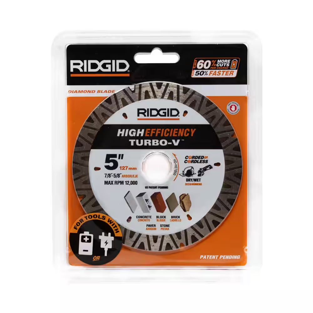TURBO-V 5 In. Turbo Rim Diamond Blade for Masonry High Efficiency Cutting