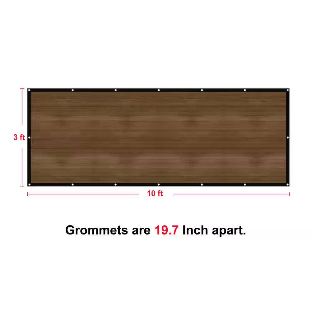 3 X 10 Ft. Privacy Fence Screen Heavy-Duty 90% Blockage Shade Cover Fencing Net for Wall Garden Gazebo Backyard Brown