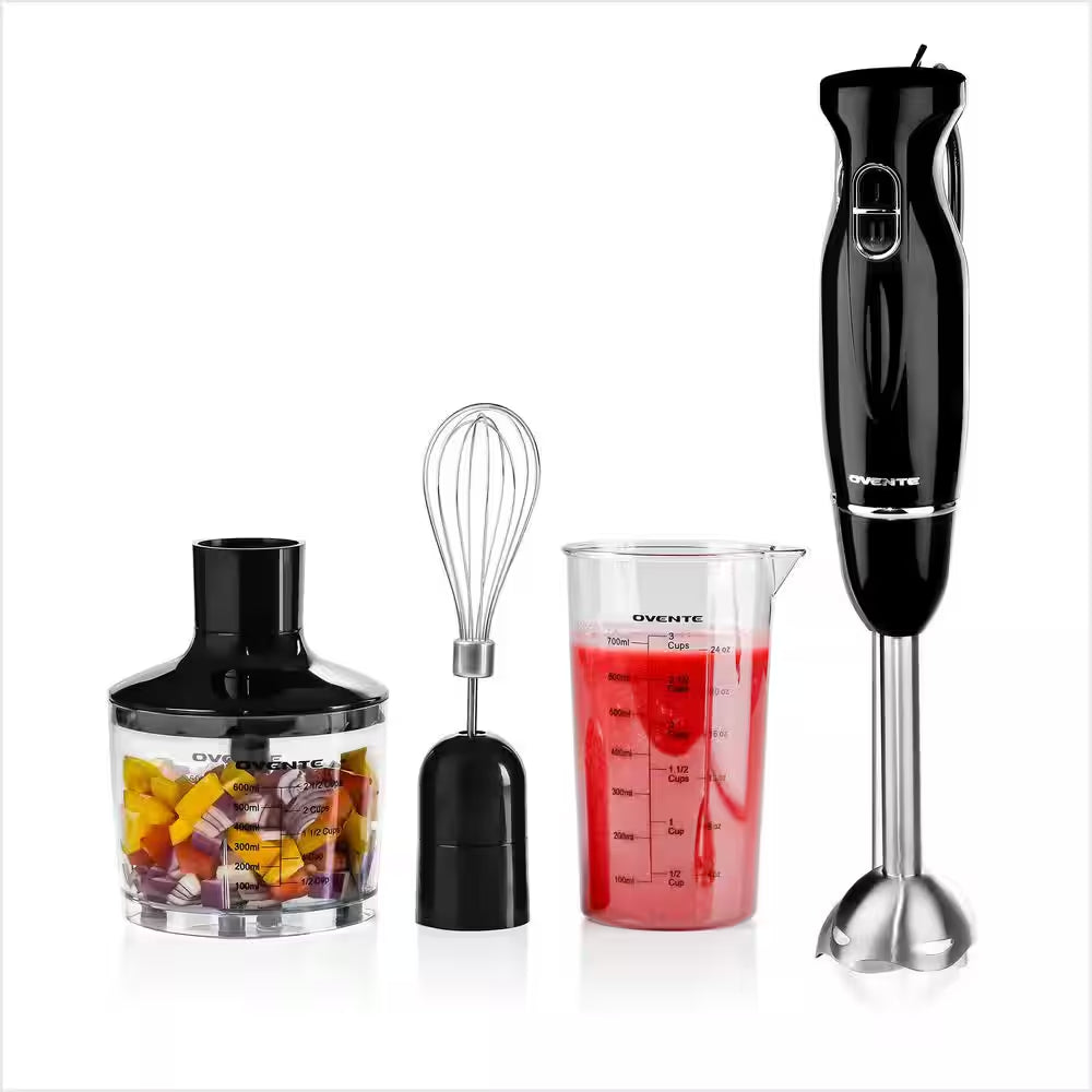 Ultra-Stick 2-Speed Black Hand Immersion Blender Set with Whisk+Beaker+Chopper