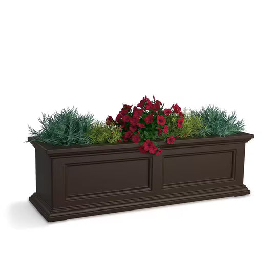 Fairfield 36 In. X 11 In. Self-Watering Espresso Polyethylene Window Box