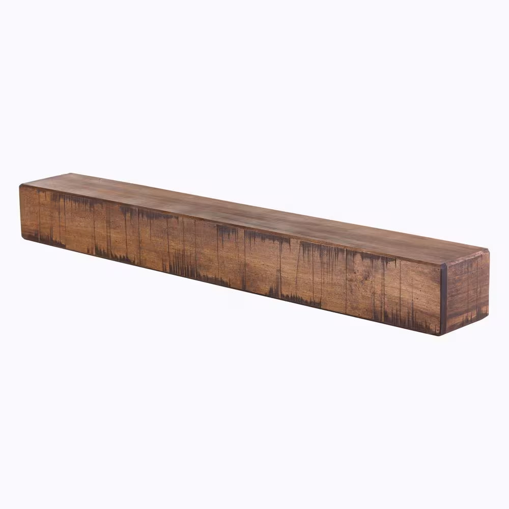 36 In. W X 5.5 In. H X 6.25 In. D Aged Oak Rustic Fireplace Cap-Shelf Mantel