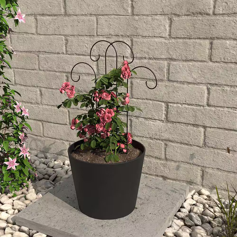 24 In. H Black Flourish Pot Trellis