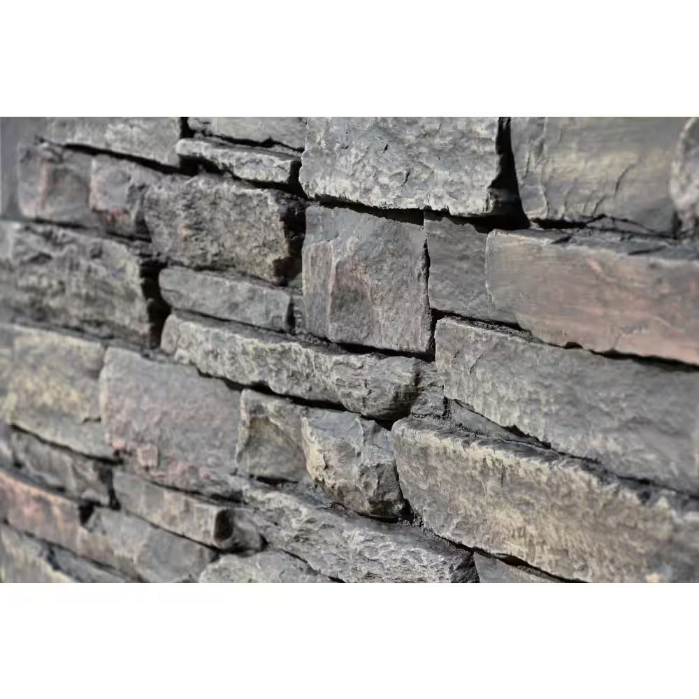 Ledge Stone 48 In. X 24.25 In. Polyurethane Interlocking Siding Panel in Volcanic Ash