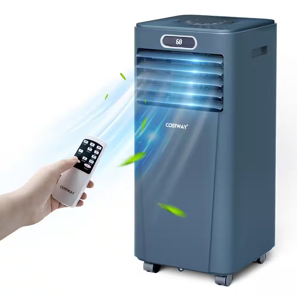 8000BTU (ASHRAE) 5000 BTU (DOE) Portable Air Conditioner Cools 220 Sq. Ft. with Remote Control in Blue