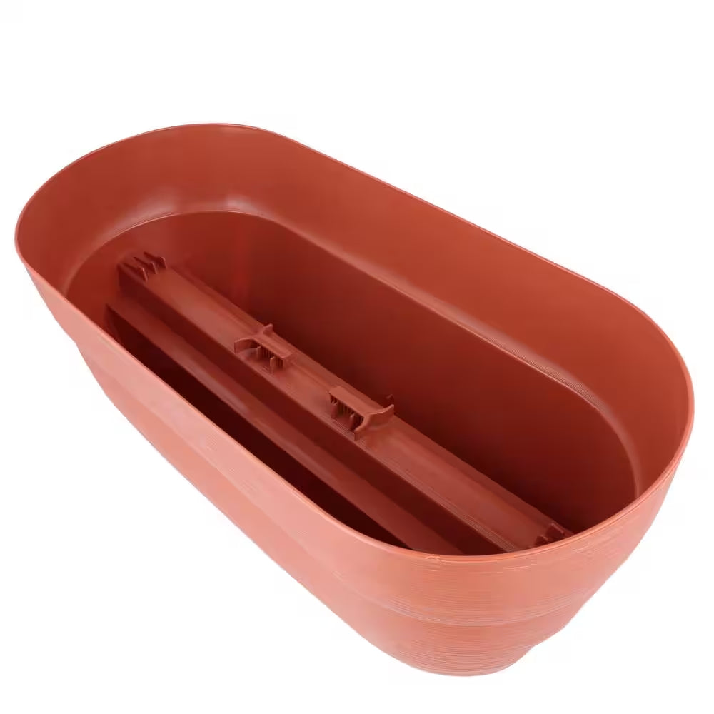 Bloomers Series 24 In. W X 12 In. H Terra Cotta Resin Deck and Porch Rail Planter